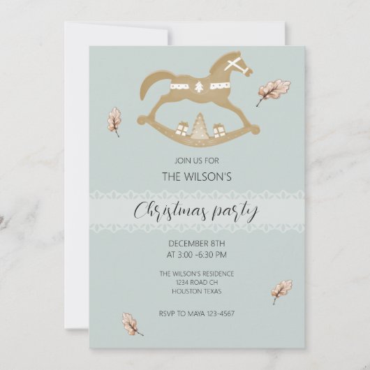 Cute Wooden Rocking Horse 招待状 (正面)