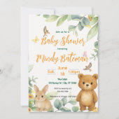 Cute Woodland animal baby shower 招待状 (正面)