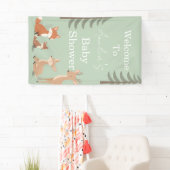 Cute Woodland Animal Baby Shower Welcome Sign 横断幕 (インサイチュ)