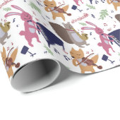 Cute Woodland Animal Band Musical Instruments ラッピングペーパー (ロールコーナー)