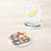 Cute Woodland Animal Family Merry Christmas コースター (側面)