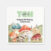 Cute Woodland Animals 10th Birthday Party スタンダードカクテルナプキン (正面)