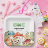 Cute Woodland Animals 1st Birthday Party ペーパープレート (パーティー)