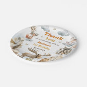 Cute Woodland Animals 1st Birthday Party  ペーパープレート (アングル)