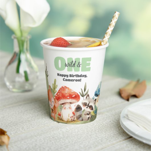 Cute Woodland Animals 1st Birthday Party 紙コップ (インサイチュ)