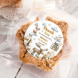 Cute Woodland Animals 1st Birthday Party  Classic ラウンドシール