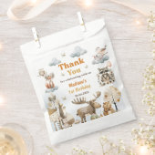 Cute Woodland Animals 1st Birthday Party Favor Bag フェイバーバッグ (クリップ留めされた状態)