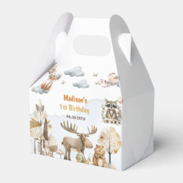 Cute Woodland Animals 1st Birthday Party Favor Box フェイバーボックス