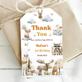 Cute Woodland Animals 1st Birthday Party Gift Tags ギフトタグ