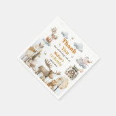 Cute Woodland Animals 1st Birthday Party Napkins スタンダードカクテルナプキン (角)
