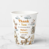 Cute Woodland Animals 1st Birthday Party Paper Cup 紙コップ (正面)