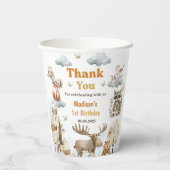 Cute Woodland Animals 1st Birthday Party Paper Cup 紙コップ (裏面)