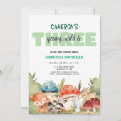 Cute Woodland Animals 3rd Birthday Party  招待状 (正面)