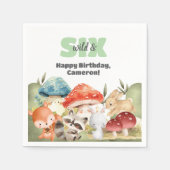 Cute Woodland Animals 6th Birthday Party スタンダードカクテルナプキン (正面)
