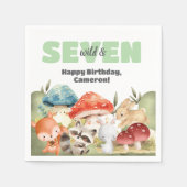 Cute Woodland Animals 7th Birthday Party スタンダードカクテルナプキン (正面)