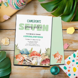 Cute Woodland Animals 7th Birthday Party  招待状