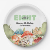 Cute Woodland Animals 8th Birthday Party ペーパープレート (正面)