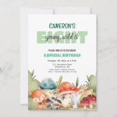 Cute Woodland Animals 8th Birthday Party  招待状 (正面)