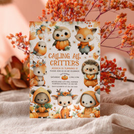 Cute Woodland Animals Autumn Fall Kids' Birthday 招待状