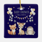 Cute Woodland Animals Baby Shower | Fox, Deer  セラミックオーナメント (正面)
