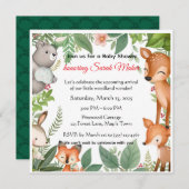Cute Woodland Animals Baby Shower Invitation  招待状 (正面/裏面)