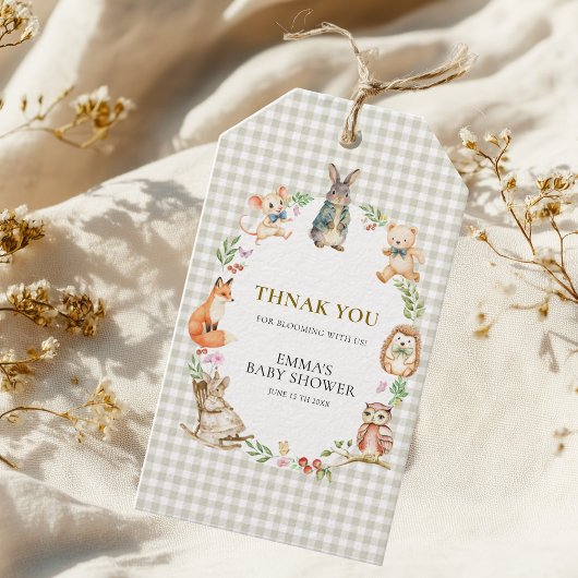 Cute Woodland Animals Baby Shower Thank You ギフトタグ