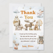 Cute Woodland Animals Birthday Thank You Card 招待状 (正面)