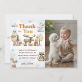 Cute Woodland Animals Birthday Thank You Card 招待状 (正面)