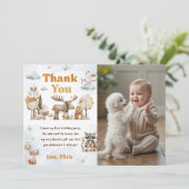 Cute Woodland Animals Birthday Thank You Card 招待状 (スタンド正面)