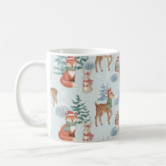 Cute Woodland Animals Christmas Pattern Mug コーヒーマグカップ