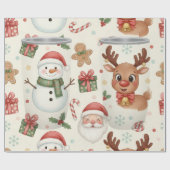 Cute Woodland Animals Christmas Wrapping Paper ラッピングペーパー (フラット)