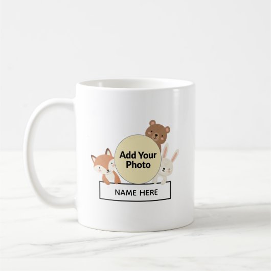 Cute Woodland Animals Custom Photo  Name  コーヒーマグカップ (左)