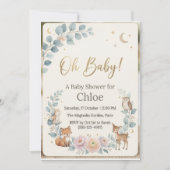 Cute Woodland Animals Eucalyptus Boho Baby Shower (正面)