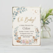 Cute Woodland Animals Eucalyptus Boho Baby Shower (スタンド正面)