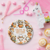 Cute Woodland Animals Festive Autumn Kids Birthday ペーパープレート (パーティー)