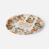 Cute Woodland Animals Festive Autumn Kids Birthday ペーパープレート (アングル)