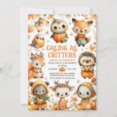Cute Woodland Animals Festive Autumn Kids Birthday 招待状 (正面)