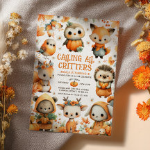 Cute Woodland Animals Festive Autumn Kids Birthday