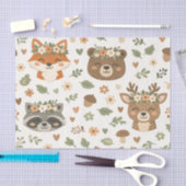 Cute Woodland Animals Floral Pattern 薄葉紙 (クラフト)