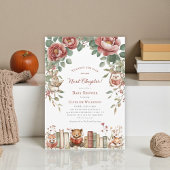 Cute woodland Animals Next Chapter Baby Shower 招待状