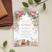 Cute woodland Animals Next Chapter Baby Shower 招待状