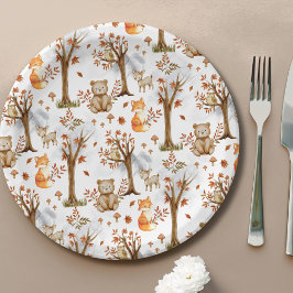 Cute Woodland Animals Pattern ペーパープレート