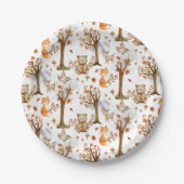 Cute Woodland Animals Pattern ペーパープレート (正面)