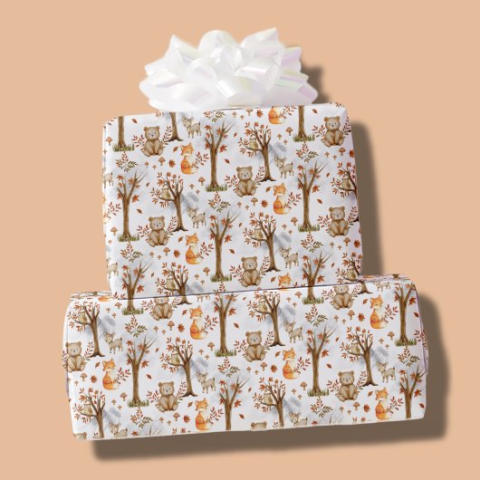Cute Woodland Animals Pattern ラッピングペーパー