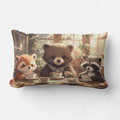 Cute Woodland Animals Tea Party Custom Nursery Kid ランバークッション (正面)