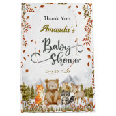 Cute Woodland Animals Thank You Baby Shower ミディアムペーパーバッグ (正面)