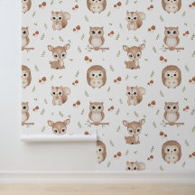 Cute Woodland Animals Wallpaper for Nursery