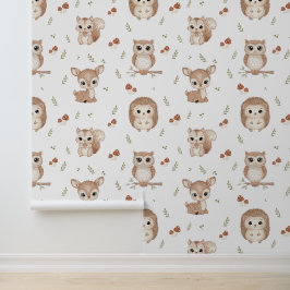 Cute Woodland Animals Wallpaper for Nursery 壁紙