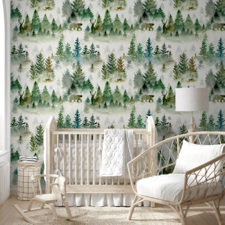 Cute woodland animals watercolor pattern kids 壁紙