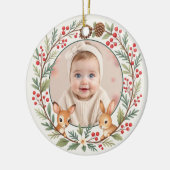 Cute Woodland Baby First Christmas Keepsake セラミックオーナメント (左)